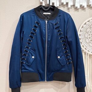 Glamorous Navy Bomber Jacket with Black Details